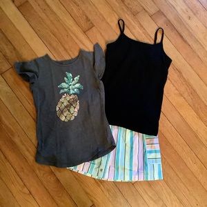 Girls bundle, skort sz 7, cami sz M, color changing sequin t, Sz 6x. Pastels